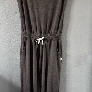 Vuori Charcoal Gray Jumpsuit with White Drawstring